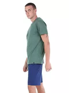 Мужская пижама из хлопка и полиэстра сине-зеленого цвета BUGATTI RT56028/3601